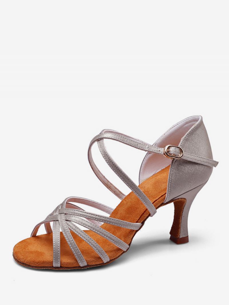 Latin Dansschoenen Dames Olijfkleurige Ballroomdansschoenen Met Ronde Neus - Olijfgroen