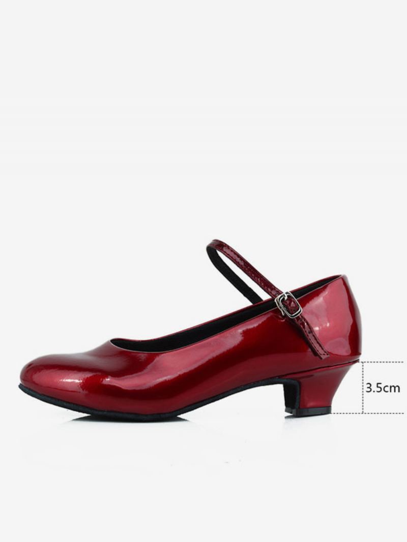 Latin-dansschoenen Dames Polyester Bordeauxrood Dansschoenen Met Ronde Neus Gesp - Bordeauxrood