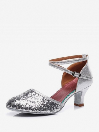 Latin-dansschoenen Dames Polyester Zilver Dansschoenen Met Ronde Neus