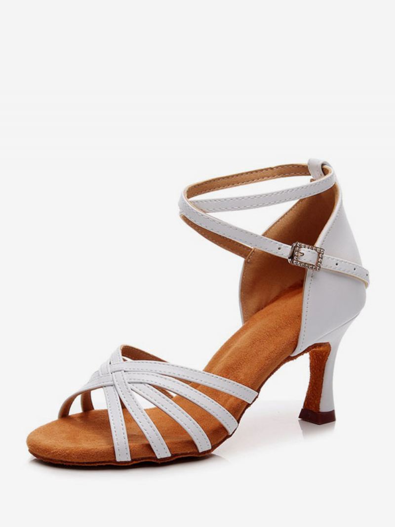 Latin-dansschoenen Dames Witte Ballroomdansschoenen Met Peeptoe