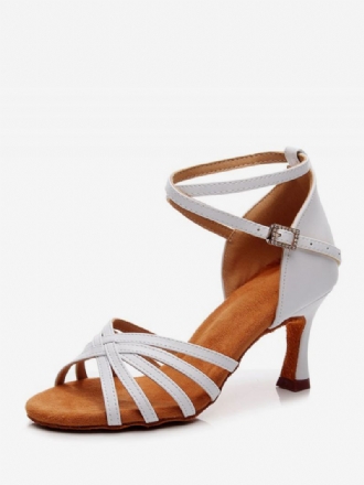 Latin-dansschoenen Dames Witte Ballroomdansschoenen Met Peeptoe