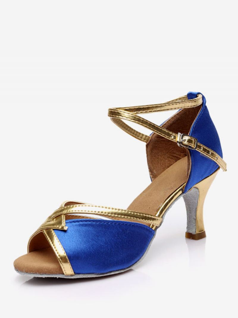 Latin-dansschoenen Dames Zwarte Ballroomdansschoenen Met Peeptoe - Blauw