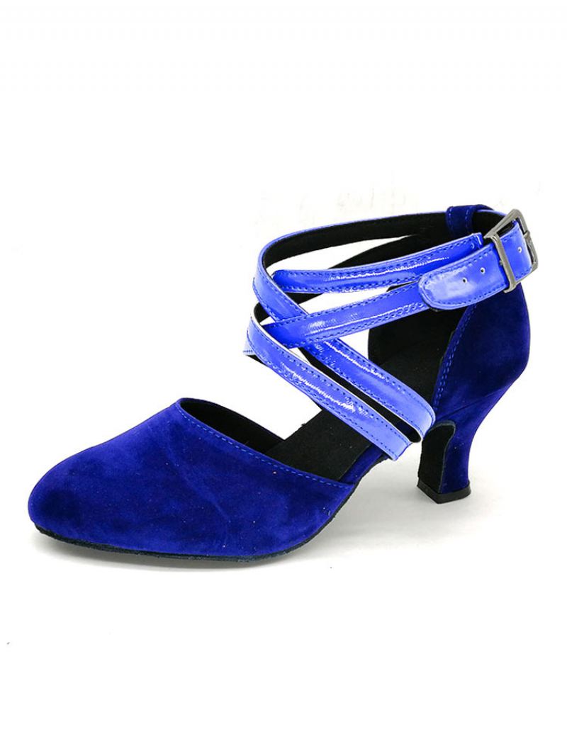 Latin Dansschoenen Zwarte Ronde Neus Gekruiste Ballroom Dames - Blauw