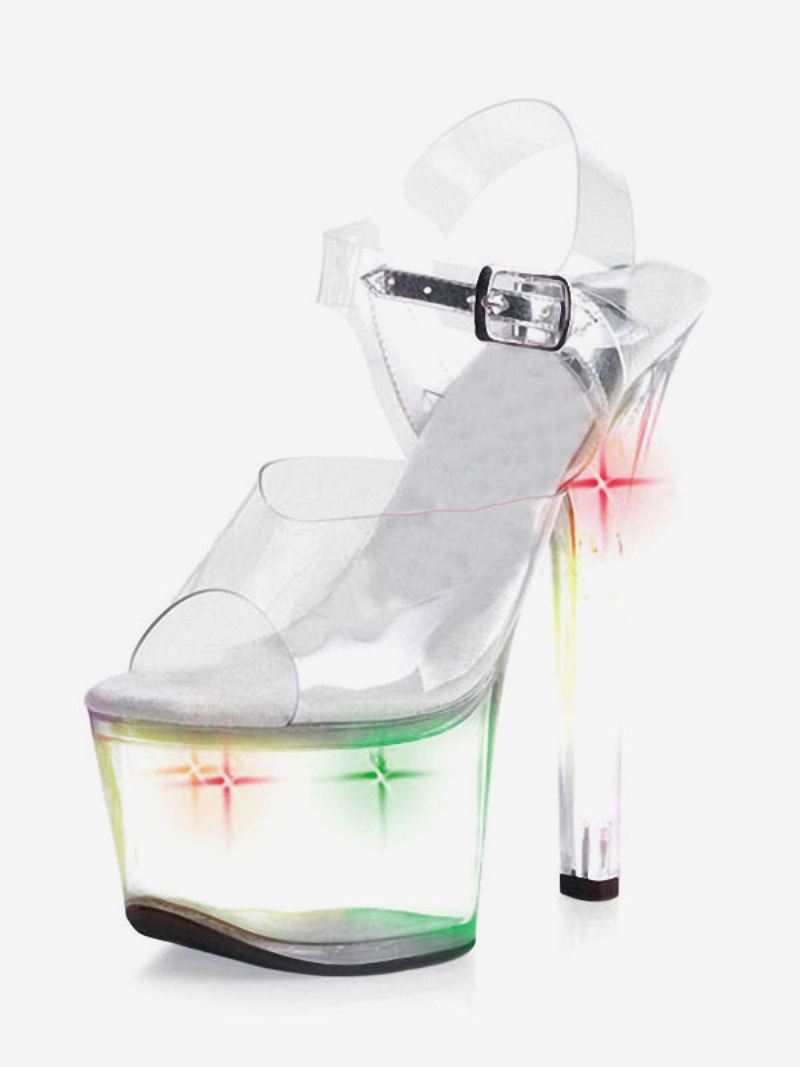 Paaldansschoenen Dames Clear Sexy Platform Stilettohak Sandalen Stripper Schoenen Met Led-licht