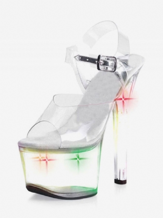 Paaldansschoenen Dames Clear Sexy Platform Stilettohak Sandalen Stripper Schoenen Met Led-licht