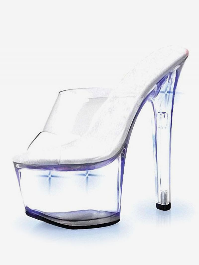 Paaldansschoenen Dames Led Helder Exotische Muilezelhakken Stripper Schoenen - Blauw