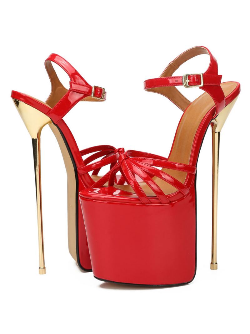 Paaldansschoenen Dames Platform Stripper Hakken Sky High Heel Sandalen - Rood