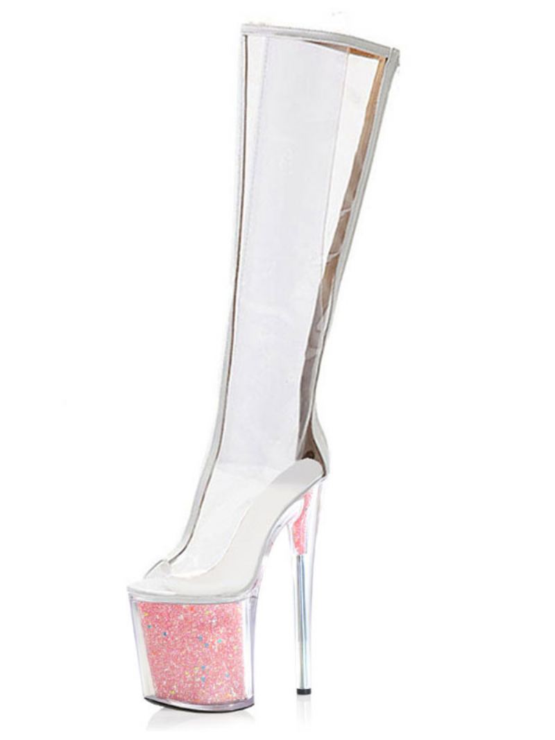 Paaldansschoenen Dames Sexy Clear Exotische Hakken Glitter Platform