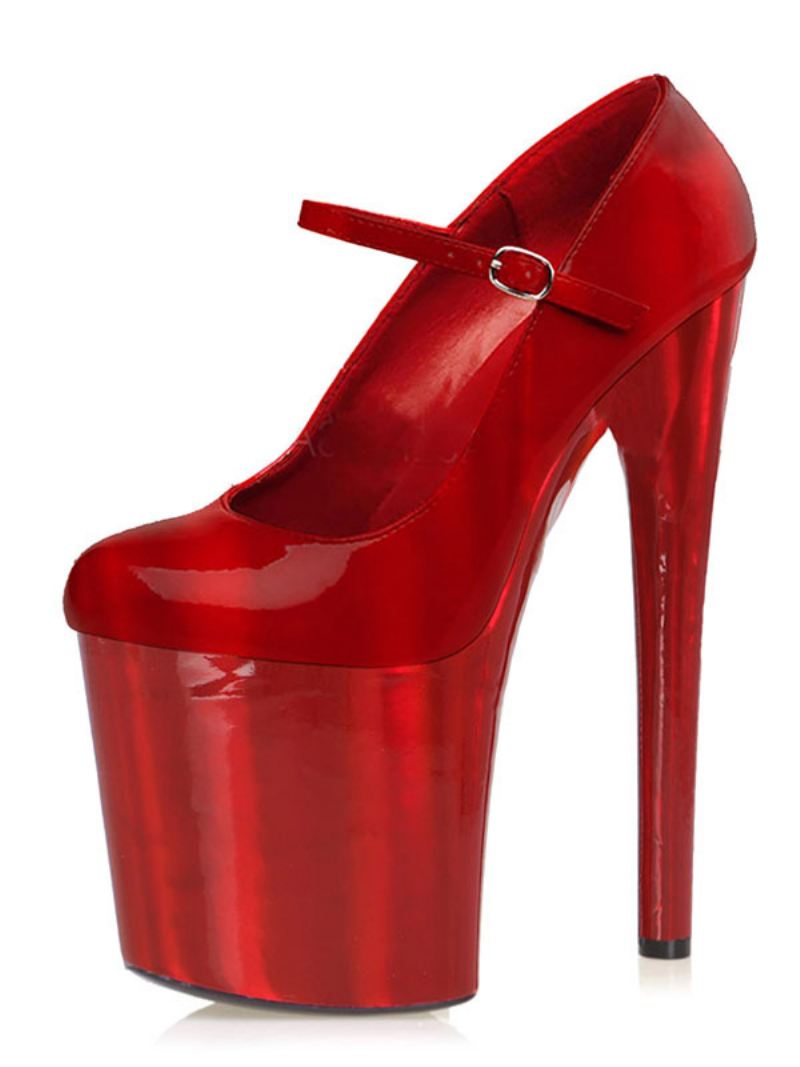 Paaldansschoenen Dames Sexy Mary Jane Exotische Hakken Platform Stripper Heel Pumps - Bordeauxrood