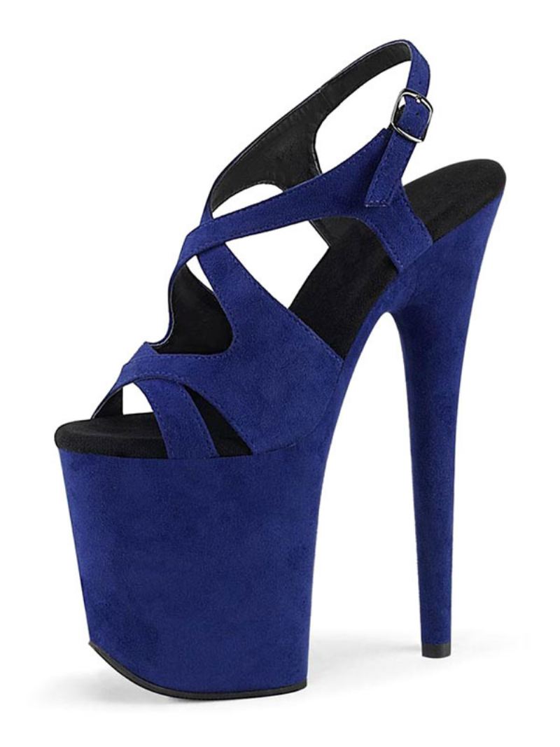 Paaldansschoenen Dames Sexy Platform Exotische Hakken Rood Suède - Blauw