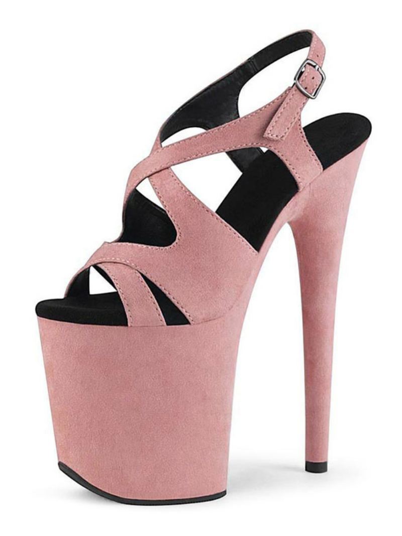 Paaldansschoenen Dames Sexy Platform Exotische Hakken Rood Suède - Roze