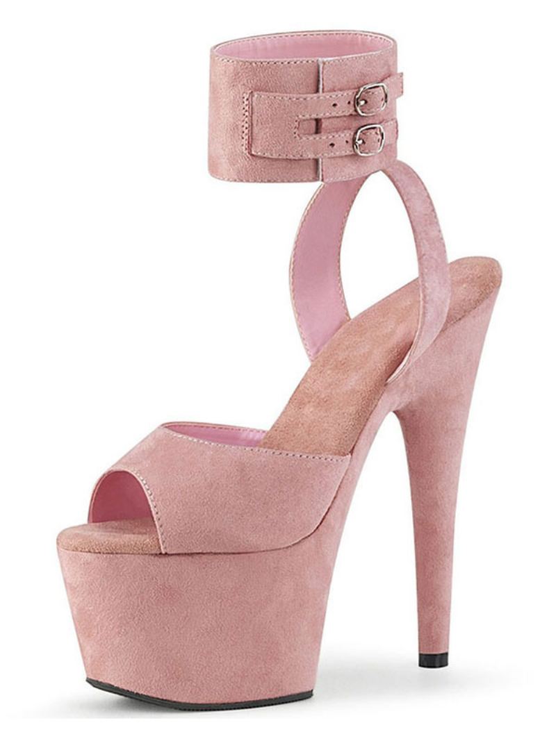 Paaldansschoenen Dames Sexy Platform Exotische Hakken Roze Suède