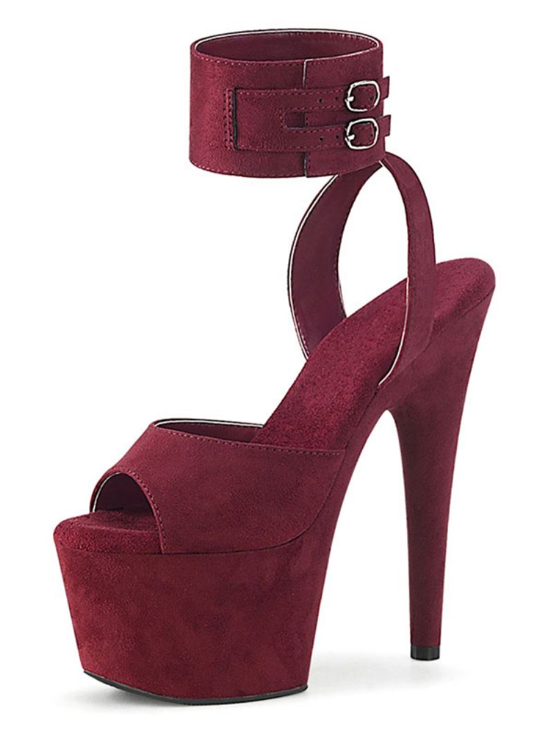 Paaldansschoenen Dames Sexy Platform Exotische Hakken Roze Suède - Bordeauxrood