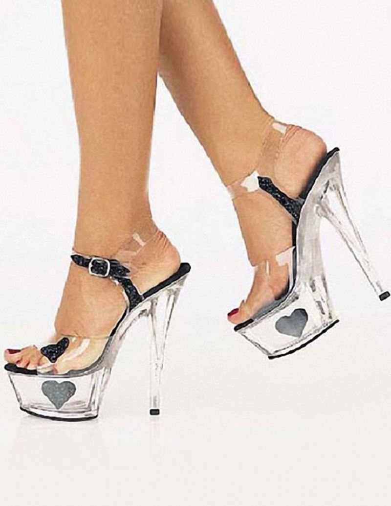 Paaldansschoenen Exotische Spike Heel Plastic Sexy Sandalen Vrouwen Stripper Schoenen - Zwart