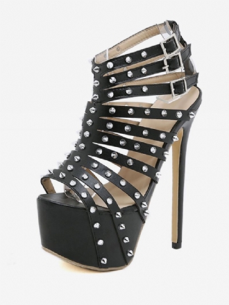 Paaldansschoenen Platform Hakken Met Bandjes Studs Dames