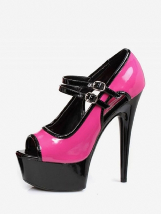 Paaldansschoenen Sexy Hoge Hakken Dames Platform Peep Toe Gesp Detail Pompen Stripper Schoenen