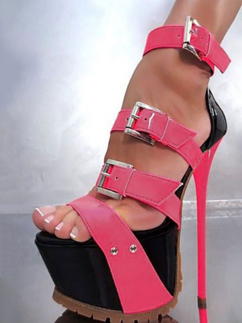 Rose Sexy Sandalen Hoge Hak Stiletto Open Teen Verbogen Platform Sandaal Schoenen Dames