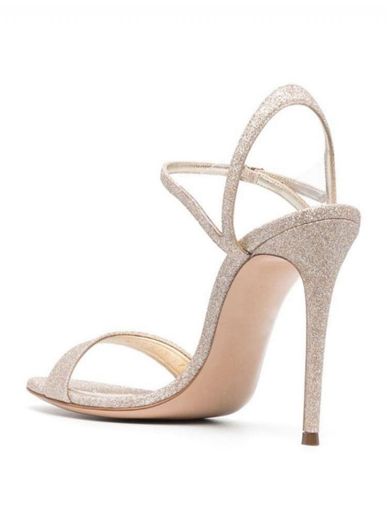 Sandalen Met Hoge Hak Champagne Glitter Galaschoenen Dames Stilettohak Feestschoenen - Champagne