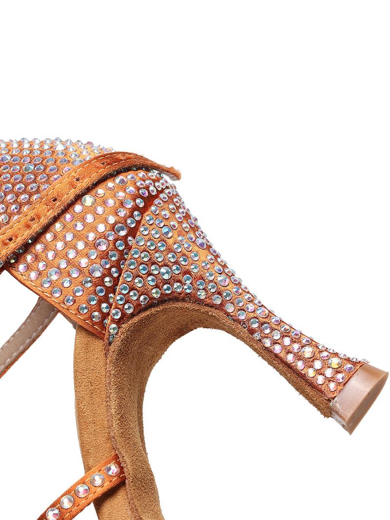 Vrouwen Strass Dansschoenen Met Bandjes - Koffiebruin