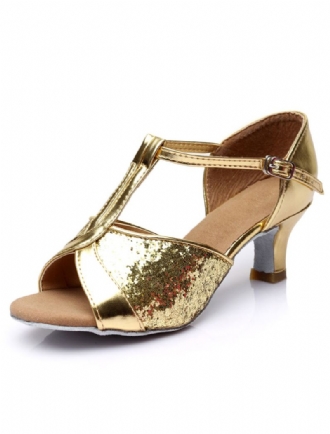 Zwarte T-type Bandage Glitter Ballroomschoenen Dames