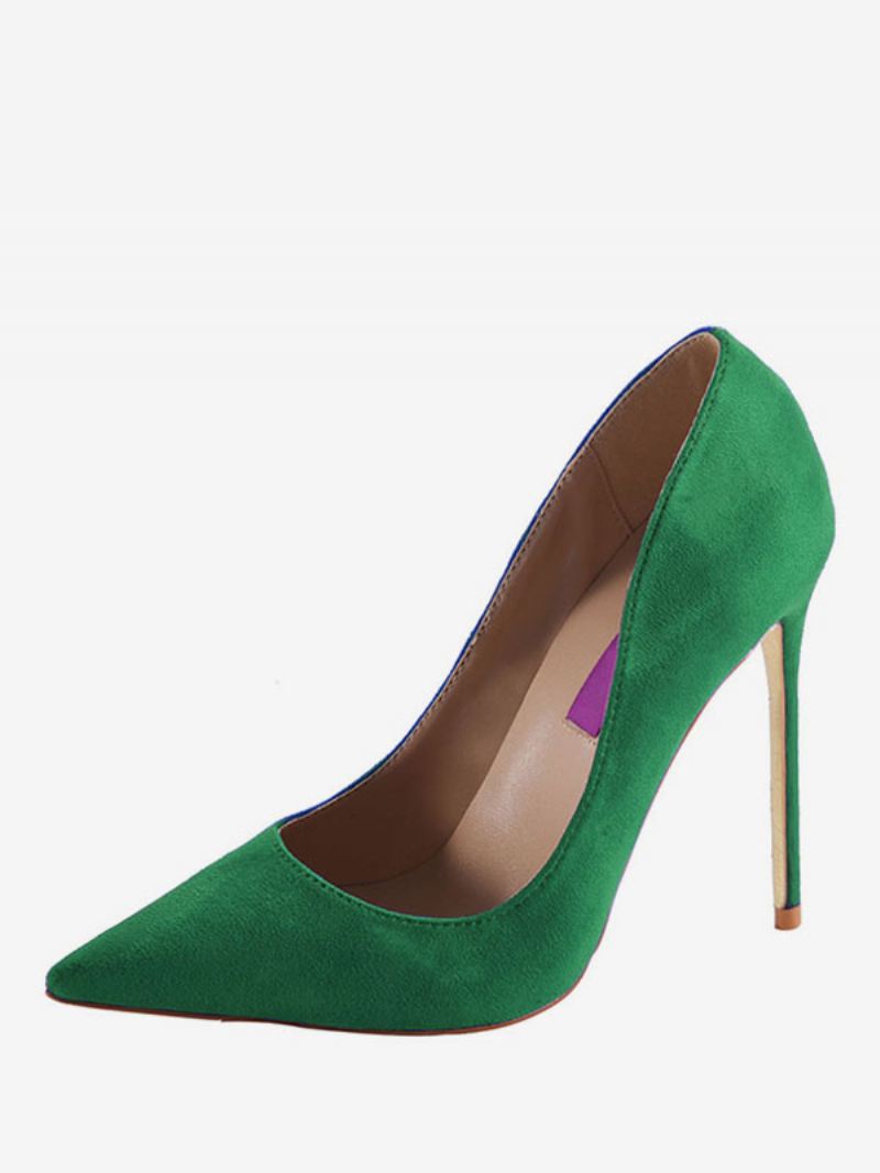 Dames Bordeaux Suède Puntige Neus Basispumps Stiletto Hakken Kleding Schoenen - Groen