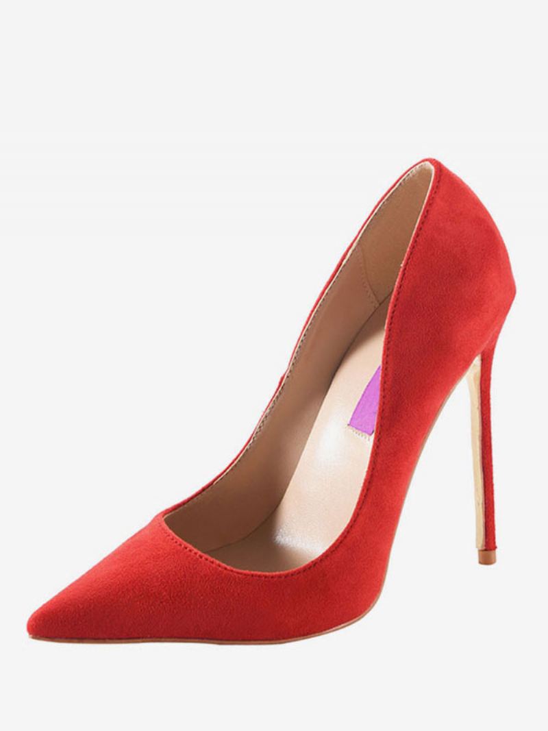 Dames Bordeaux Suède Puntige Neus Basispumps Stiletto Hakken Kleding Schoenen - Rood