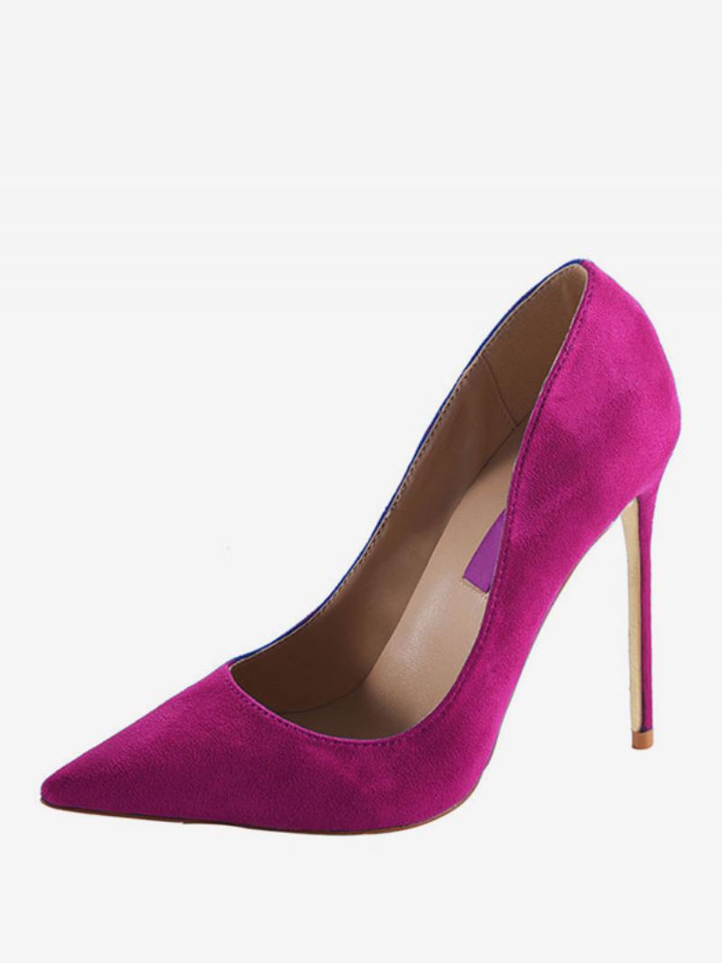 Dames Bordeaux Suède Puntige Neus Basispumps Stiletto Hakken Kleding Schoenen - Roze