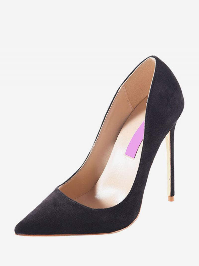 Dames Bordeaux Suède Puntige Neus Basispumps Stiletto Hakken Kleding Schoenen - Zwart