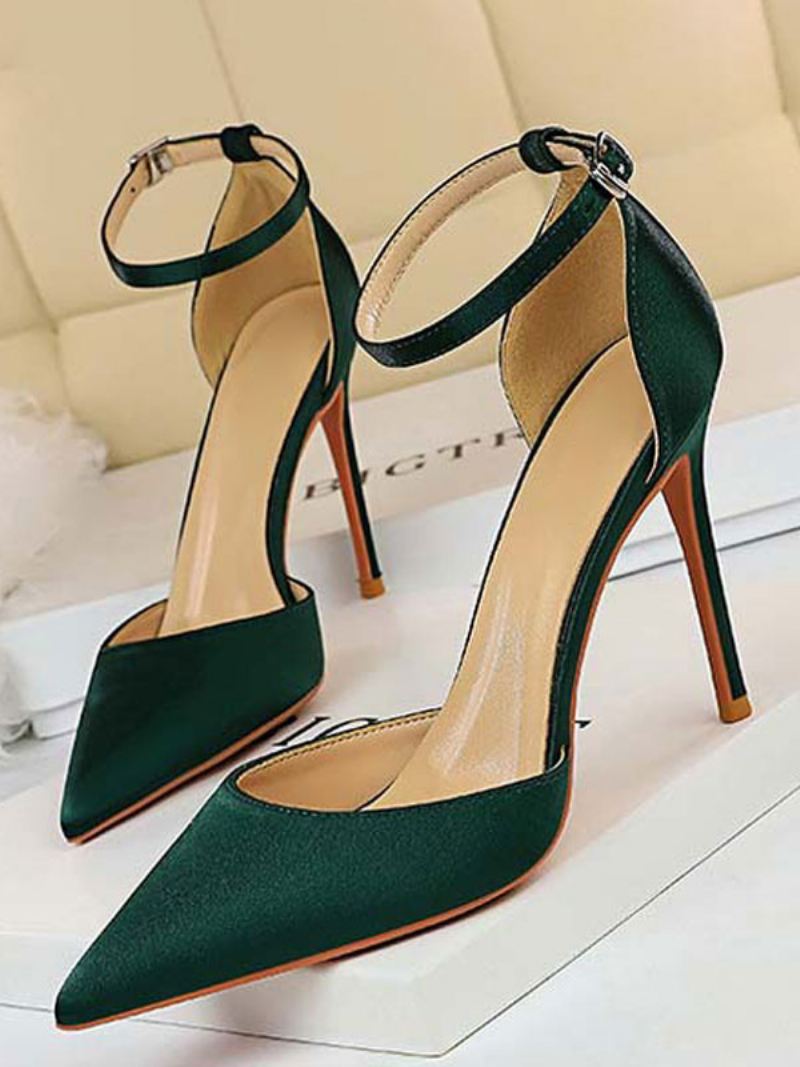 Dames Enkelbandje Hoge Hakken Puntschoen Stiletto Prom Heel Pumps Avondschoenen - Groen