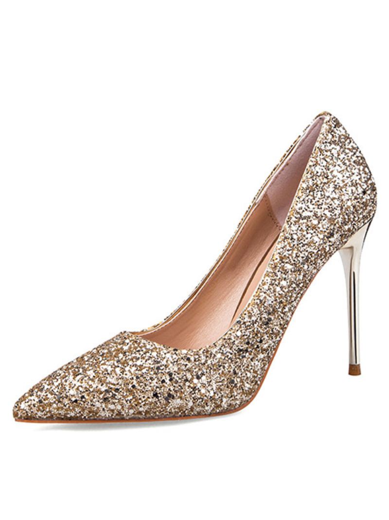 Dames Glitter Galaschoenen Puntige Neus Stiletto Hoge Galahakpompen