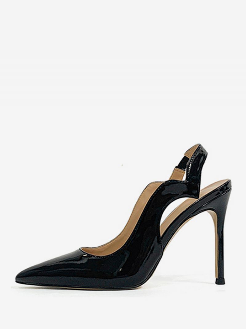 Dames Hoge Hakken Plus Maat Slingback Pumps Met Puntige Neus - Zwart