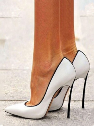 Dames Hoge Hakken Puntige Neus Stiletto Grote Maten Elegante Witte Pumps