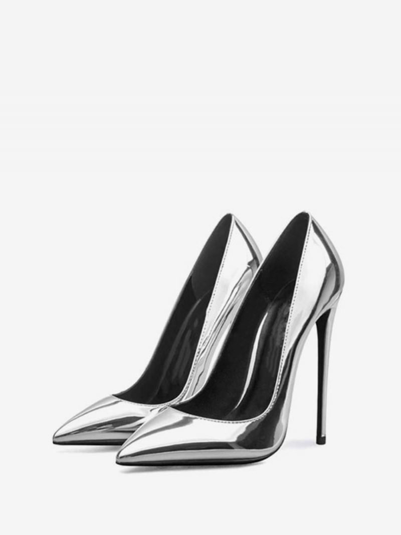 Dames Hoge Hakken Puntige Neus Stiletto Hak Mode Sexy Pumps - Zilver