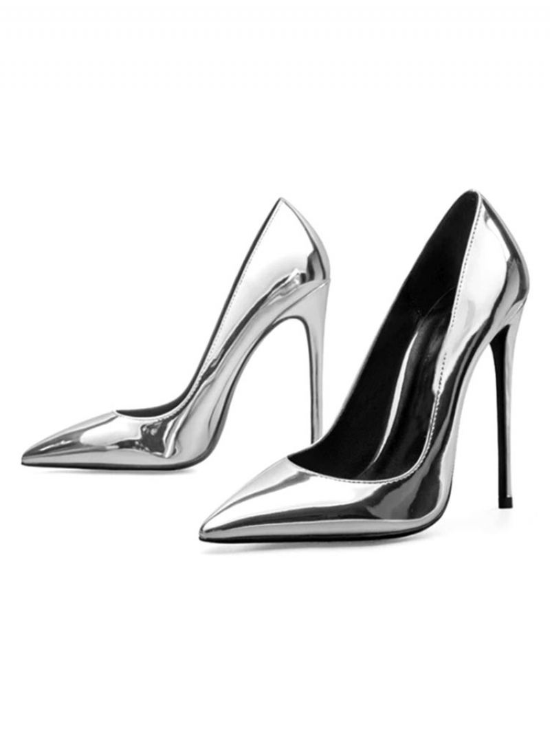 Dames Hoge Hakken Puntige Neus Stiletto Hak Mode Sexy Pumps - Zilver