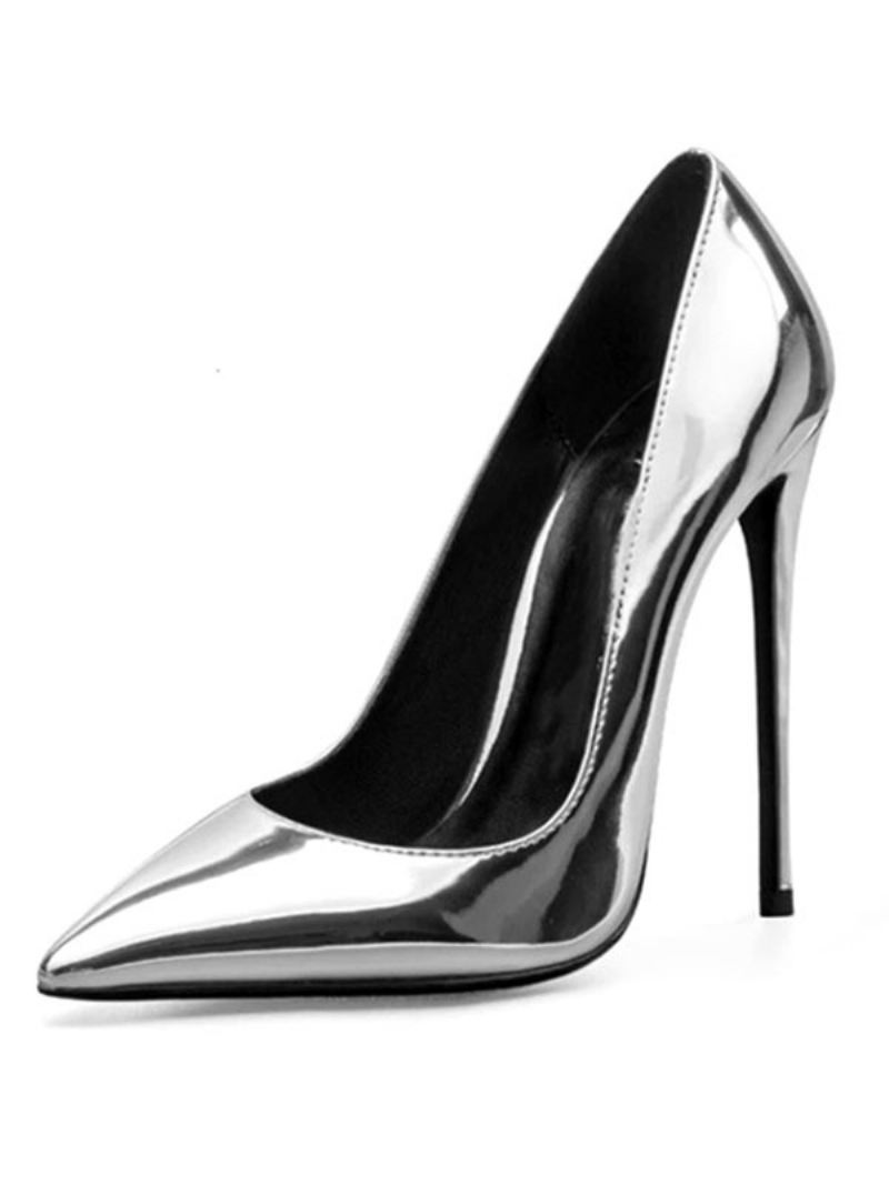 Dames Hoge Hakken Puntige Neus Stiletto Hak Mode Sexy Pumps - Zilver