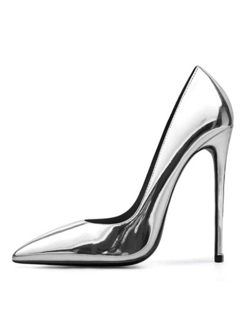 Dames Hoge Hakken Puntige Neus Stiletto Hak Mode Sexy Pumps - Zilver