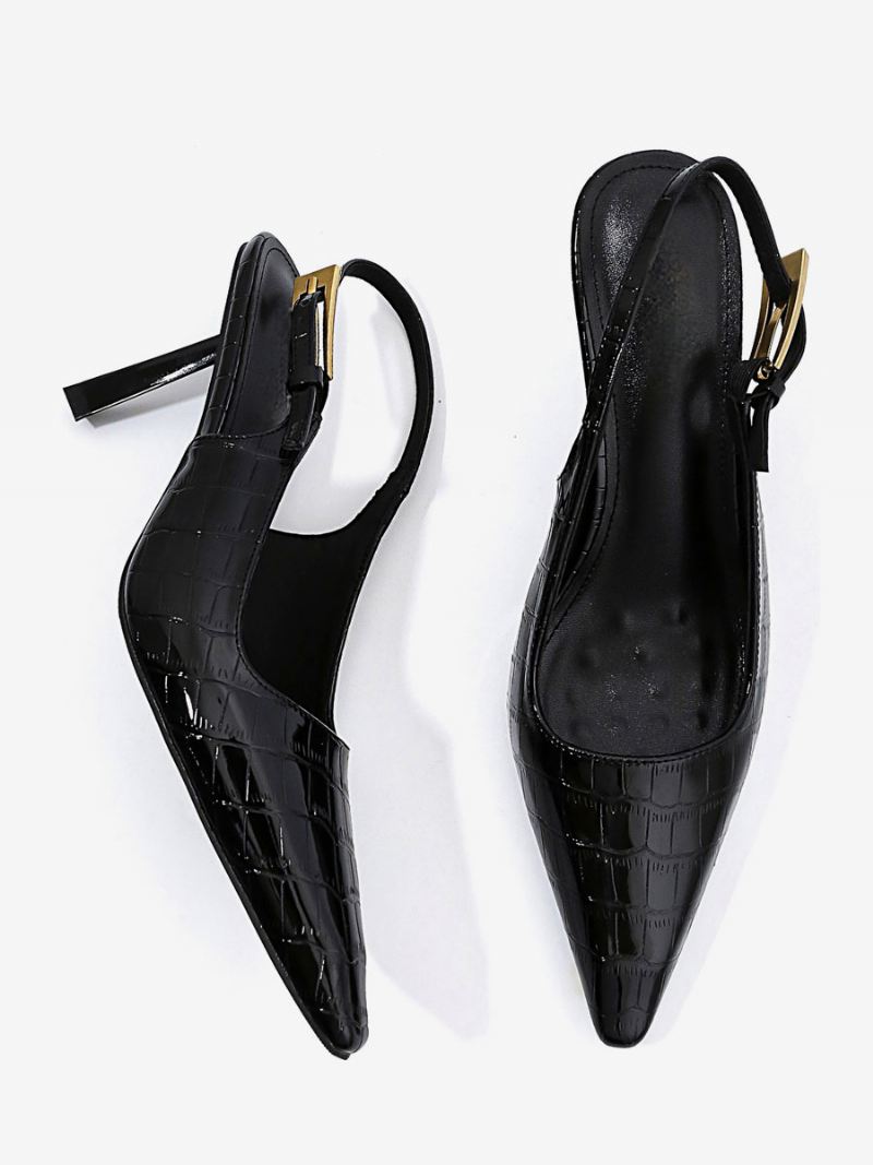 Dames Hoge Hakken Spitse Neus Speciaal Gevormde Slingback Pumps - Zwart