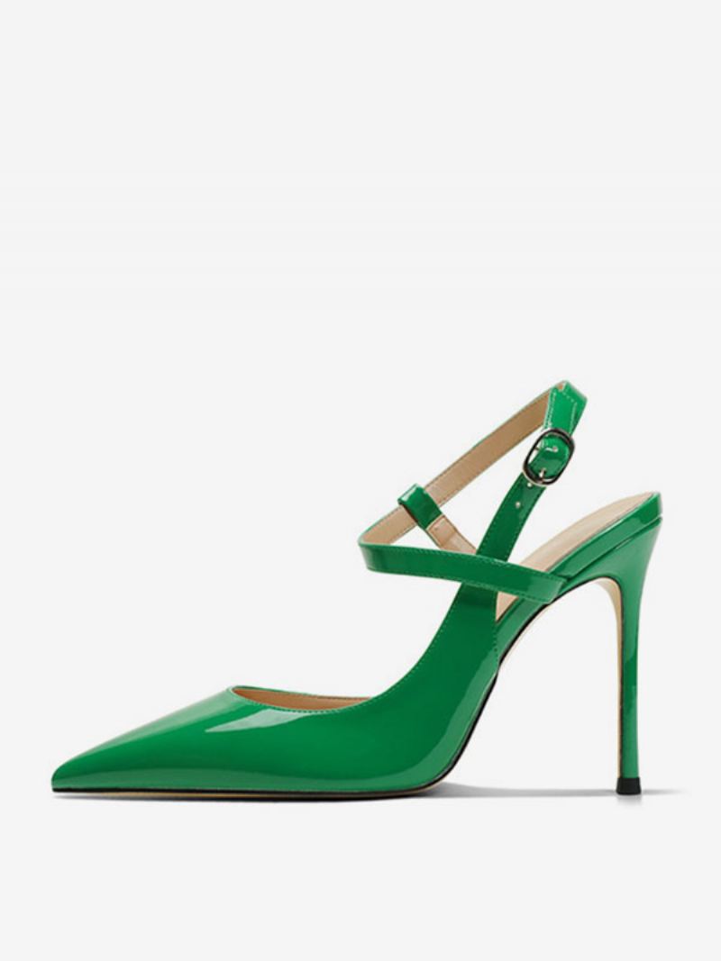 Dames Hoge Hakken Zwarte Puntige Neus Sandalen Stiletto Hak Slingback Pumps - Groen