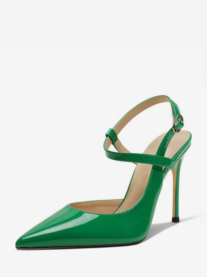 Dames Hoge Hakken Zwarte Puntige Neus Sandalen Stiletto Hak Slingback Pumps - Groen