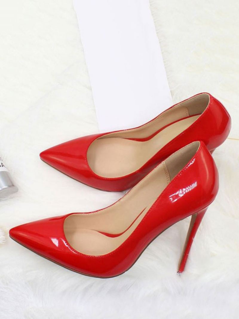 Dames Lakleren Pumps Met Hoge Hak - Rood