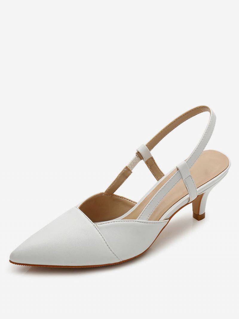 Dames Slingback Kitten Prom-hakpompen Abrikoos - Wit