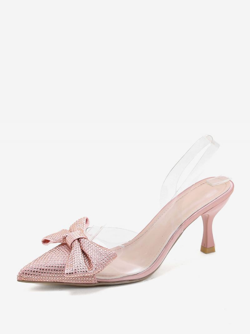 Dames Strass Slingback Hakken Transparant Naaldhak Zilverkleurige Pumps Pvc Bovenwerk - Champagne