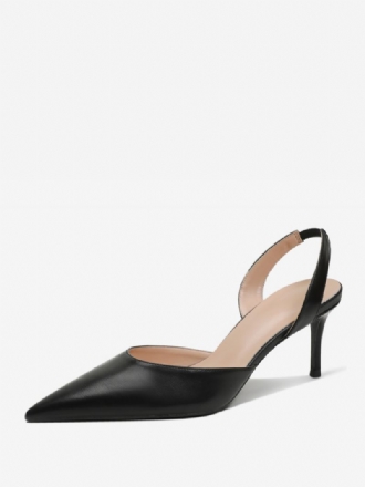 Dames Zwarte Hakken Puntige Neus Stiletto Hak Slingback Pumps