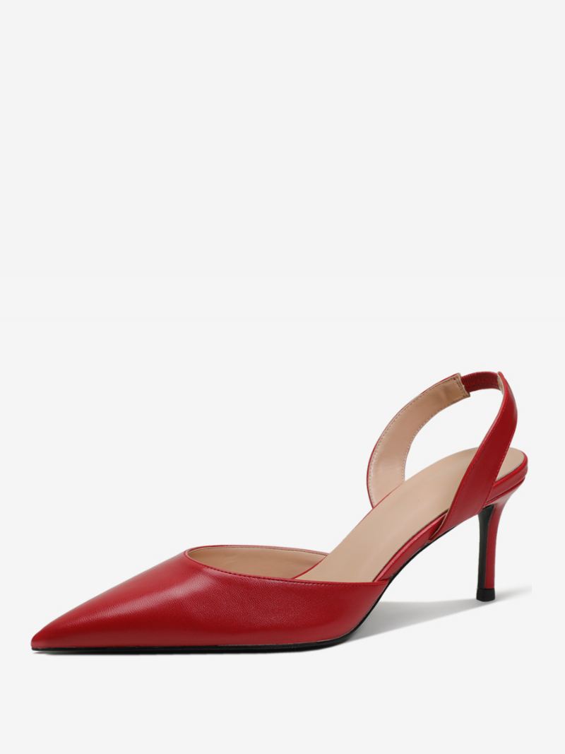 Dames Zwarte Hakken Puntige Neus Stiletto Hak Slingback Pumps - Rood