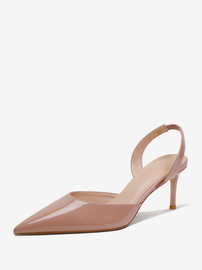 Dames Zwarte Hakken Puntige Neus Stiletto Hak Slingback Pumps - Vlees