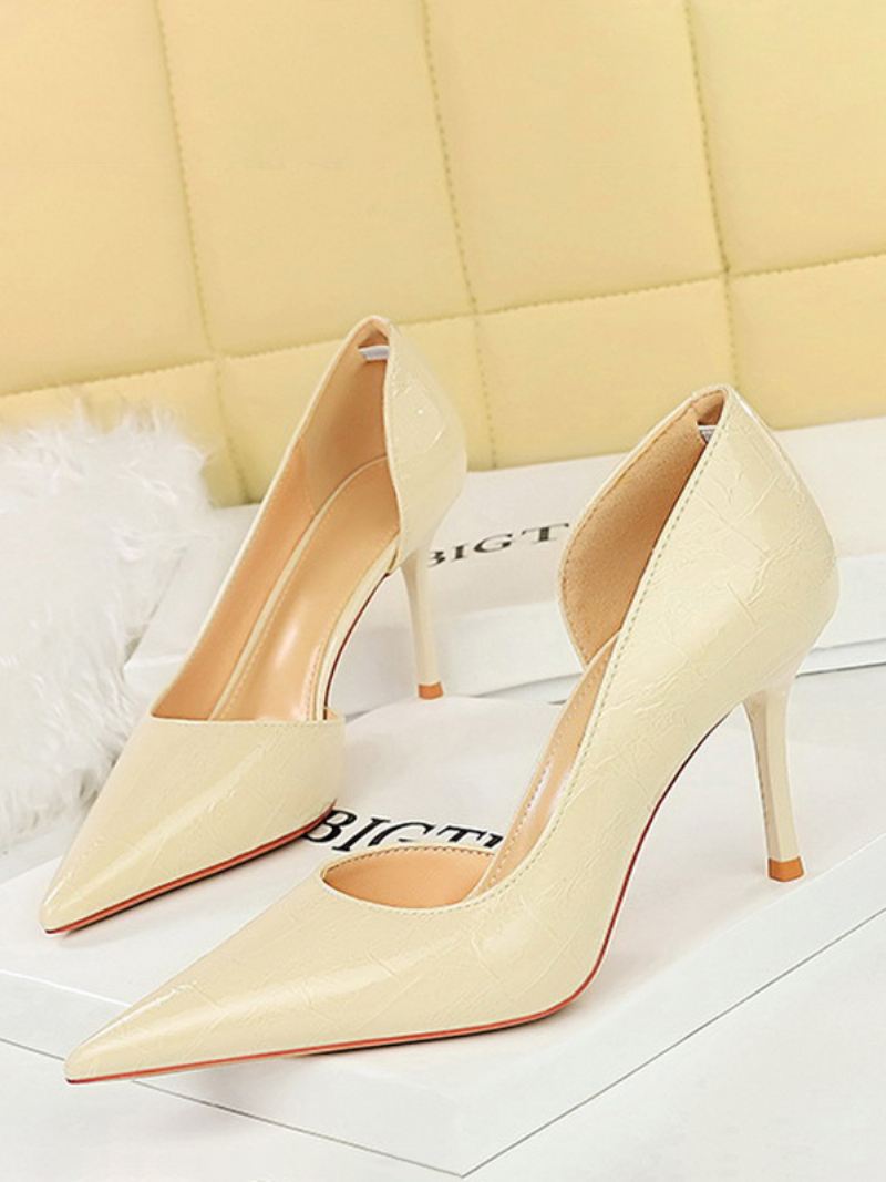 Dameshakken Chique Pumps Puntschoen Naaldhak Lak Pu-bovenwerk - Beige