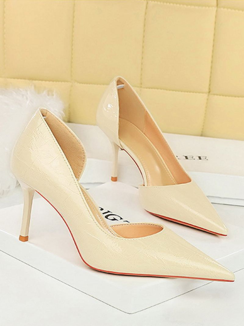 Dameshakken Chique Pumps Puntschoen Naaldhak Lak Pu-bovenwerk - Beige