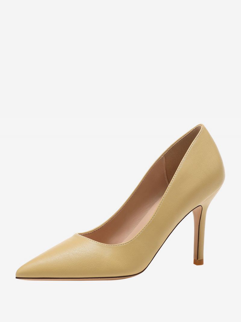 Damesschoenen Met Hoge Hak Puntige Neus - Beige