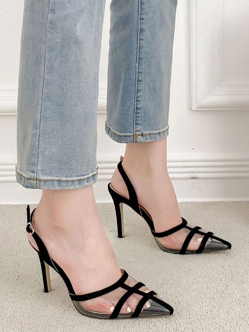 Doorzichtige Pvc-slingback-pumps Met Stilettohak Dames - Zwart