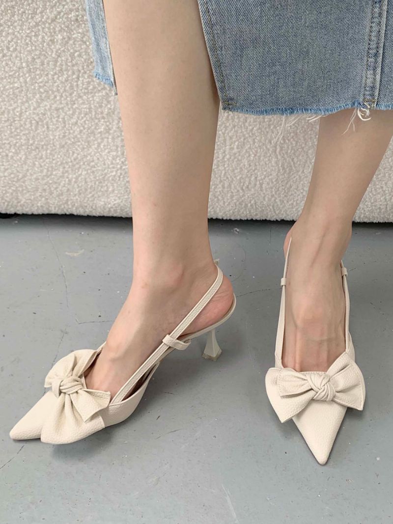 Halfhoge Hakken Dames Strikken Naaldhak Pu-leren Pumps - Beige